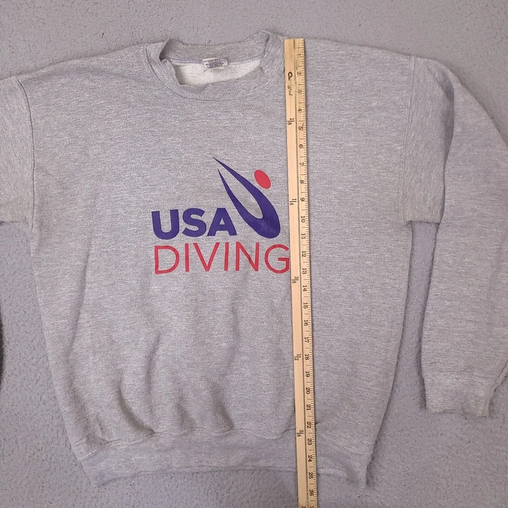 USA Diving Sweatshirt Adult Medium Gray Crew Neck Pullover Olympic Gildan - Picture 9 of 12